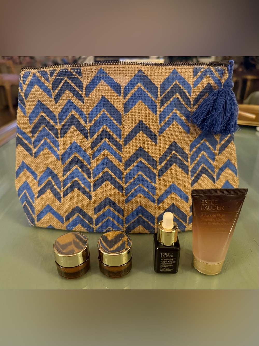 Neiman Marcus makeup bag, including; 4 piece of Estée Lauder.